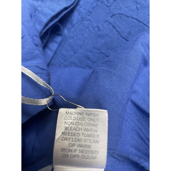 New Soft Surroundings Blue Embossed Cotton Maxi Dress Caftan Size Petite Large - Picture 5 of 13